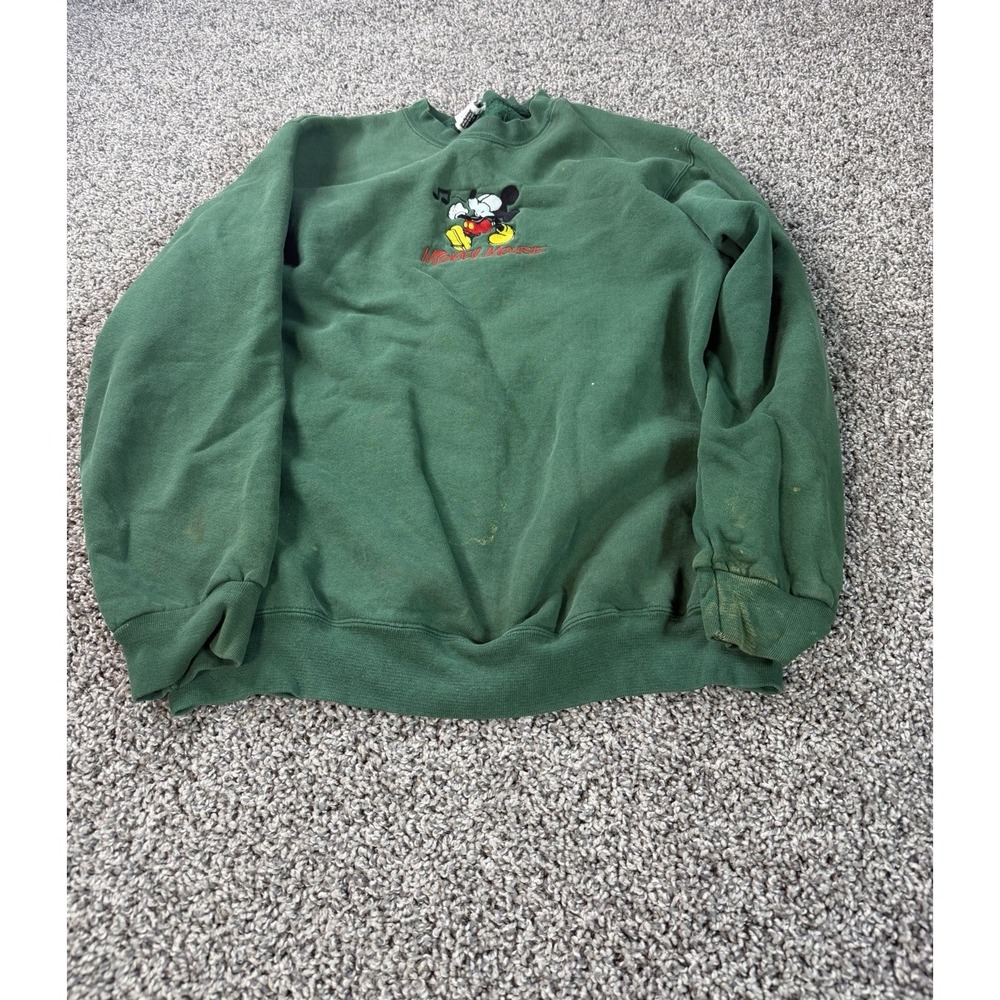Vintage 90s Disney Mickey Mouse Sweatshirt Men's Size Large Green